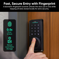 Wyze Auto-Lock Bolt v2 Fingerprint Keyless Smart Lock with AI Scanner, Wi-Fi, Auto-Lock, 8-Month Battery
