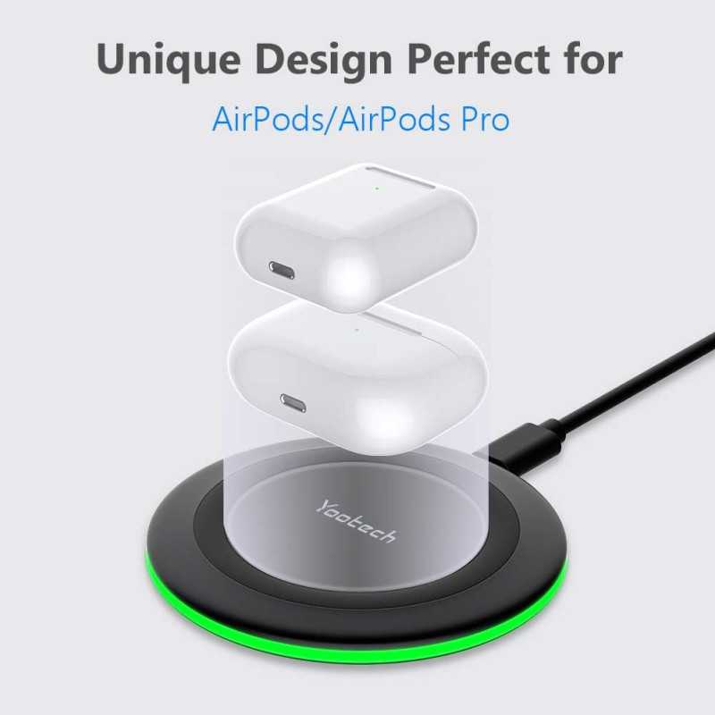 Yootech 10W Wireless Charger Pad for iPhone 17/Pro, Samsung S25/S24, AirPods Pro 3