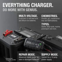 NOCO GENIUS10 10A 6V/12V Smart Battery Charger & Maintainer with Overcharge Protection & Temperature Compensation