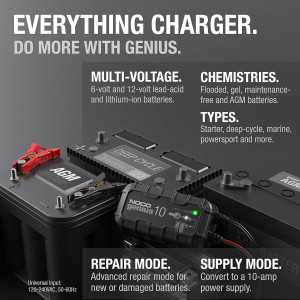 NOCO GENIUS10 Chargeur Intelligent 10A 6V/12V pour Batteries Plomb & Lithium avec Protection et Maintenance