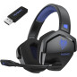 Casque Gaming Sans Fil NUBWO Bluetooth, 100h Batterie, Micro, Compatible PS5/PS4/PC - Bleu Casque Gaming Sans Fil NUBWO Bluetooth, 100h Batterie, Micro, Compatible PS5/PS4/PC - Bleu