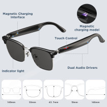 Lunettes AI Intelligentes UV400 Bluetooth & Traduction 110+ langues