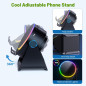 Enceinte Bluetooth Sans Fil avec Support Téléphone Ajustable 360°, Lumière RGB, Son Stéréo - Noir