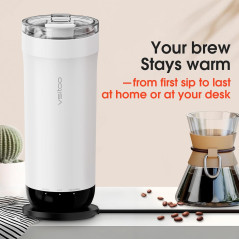 VSITOO S5 Heated Travel Mug 16oz Auto AI Temp Control 120-150°F White