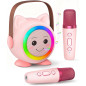 Mini Machine Karaoké Portable avec 2 Micros Sans Fil pour Enfants 4-12+ Ans - Cadeau Noël Anniversaire (Rose) Mini Machine Karaoké Portable avec 2 Micros Sans Fil pour Enfants 4-12+ Ans - Cadeau Noël Anniversaire (Rose)
