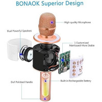 Micro Karaoké Bluetooth BONAOK 3-en-1 Rose Gold Portable