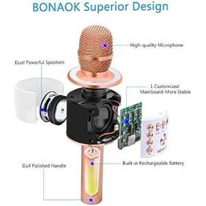 Micro Karaoké Bluetooth BONAOK 3-en-1 Rose Gold Portable