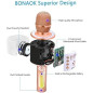Microphone Karaoké Bluetooth BONAOK 3-en-1 Portable Rose Gold pour Fête et Smartphone PC