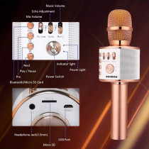 BONAOK Wireless Bluetooth Karaoke Microphone 3-in-1 Portable Mic