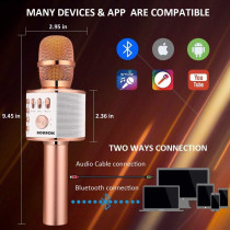 BONAOK Wireless Bluetooth Karaoke Microphone 3-in-1 Portable Mic