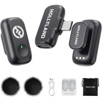 Hollyland Lark A1 Wireless Mic for iPhone & Android – Noise Cancel, 2TX