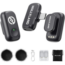 Hollyland Lark A1 Wireless Mic for iPhone & Android – Noise Cancel, 2TX