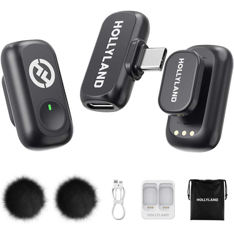 Hollyland Lark A1 Wireless Mic for iPhone & Android – Noise Cancel, 2TX