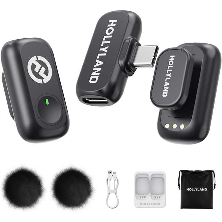 Hollyland Lark A1 Wireless Microphone System for iPhone 17/16/15 & Android, Noise Cancel, Magnetic Mini Mic (2TX+USB-C RX) Hollyland Lark A1 Wireless Microphone System for iPhone 17/16/15 & Android, Noise Cancel, Magnetic Mini Mic (2TX+USB-C RX)