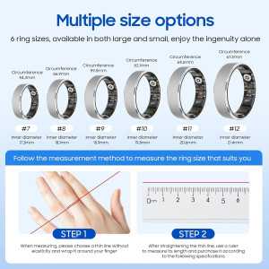 Smart Health Ring Rose Gold (Size 7) – Stress & Sleep Tracker, Waterproof Fitness Band, No Subscription Fee