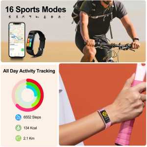 Montre Tracker Fitness Slim IP68 avec Podomètre, Moniteur Cardiaque, Sommeil & Calories pour Tous