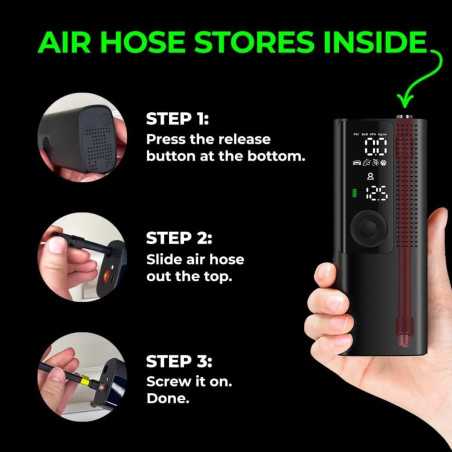 Airmoto Portable Tire Inflator - Cordless Air Compressor with Digital Gauge, LED Light & Auto Shut-Off for Cars, Bikes &