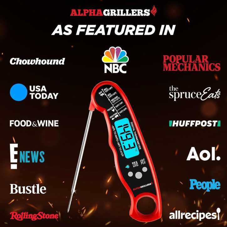 Alpha Grillers Digital Meat Thermometer - Instant Read for Cooking & Grilling, Perfect Gift for Men