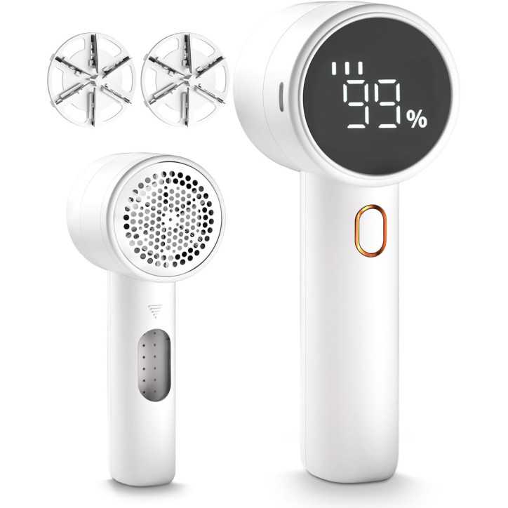 Rechargeable Fabric Shaver Lint Remover with 3 Speeds, 6 Blades & LED Display for Clothes & Furniture Rechargeable Fabric Shaver Lint Remover with 3 Speeds, 6 Blades & LED Display for Clothes & Furniture