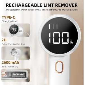Rasoir à Tissu Électrique Rechargeable, Anti-Boulochage Portable avec 3 Vitesses et Écran LED