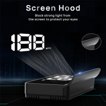 Car HUD K1-White: Digital GPS Speedometer with Auto Brightness & USB Plug-in