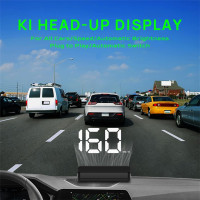Affichage Tête Haute Voiture K1 Blanc, GPS Digital HUD, Vitesse, Ajustement Luminosité, Plug & Play USB