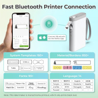 Nelko P21 Bluetooth Wireless Label Maker with Tape, Mini Printer for School, Office & Home, White