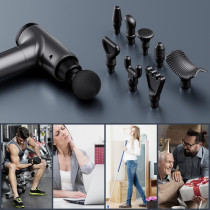 Deep Tissue Massage Gun - Handheld Electric Muscle Massager, 9 Attachments, 30 Speeds (Grey)