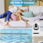 2K WiFi Indoor Security Camera with Pan/Tilt, AI Motion, 2-Way Audio, Siren, App Control, TF/Cloud Storage