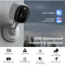2K Home Security Cameras 2-Pack – Color Night Vision, Alexa & Google Compatible