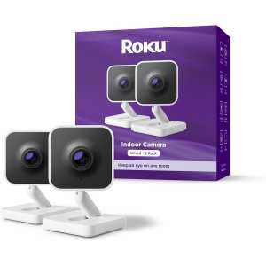 Roku Indoor Camera 2-Pack – 1080p HD, Night Vision, Alexa & Google Ready
