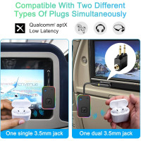 2025 Beeitzie Ultra Airplane Bluetooth 5.4 Transmitter, aptX LL, Dual Headphones, Wireless Audio Adapter, Metal Frame