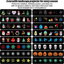 Projecteur de Noël 2025 Amélioré, 16 Diapositives, Étanche, Minuterie, Décoration Intérieure et Extérieure