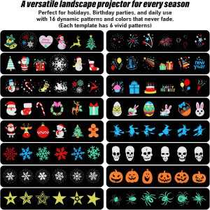 2025 Upgraded Christmas Projector Lights, 16 Slides Ocean Wave & Patterns, Waterproof with Timer for Indoor/Outdoor