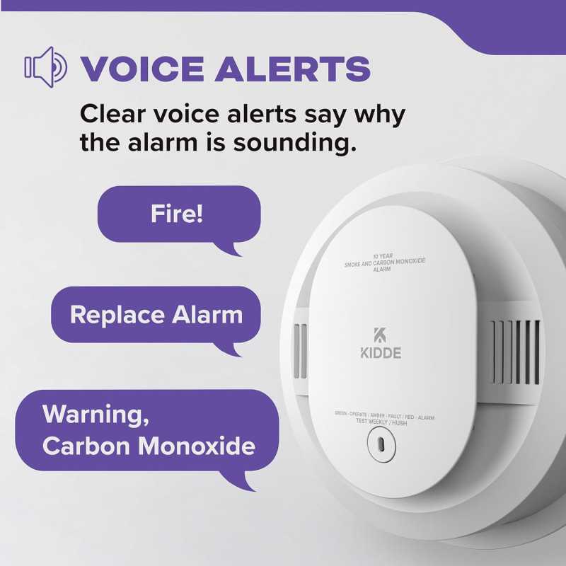 Kidde Hardwired Smoke & CO Detector with 10-Year Battery & Voice Alerts