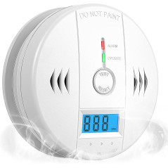 Battery-Powered Carbon Monoxide Detector with LCD & Sound Alarm