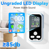 6-in-1 Carbon Monoxide Detector with HD Screen - CO, Natural Gas, Smoke, Temp & Humidity Alarm for Home & RV