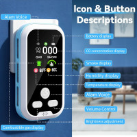 6-in-1 Carbon Monoxide Detector with HD Screen: CO, Gas, Smoke Alarm