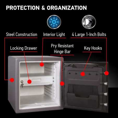 SentrySafe Waterproof & Fireproof Digital Safe Box, 1.23 Cu Ft, Alloy Steel, Code Button Keypad, SFW123GDC