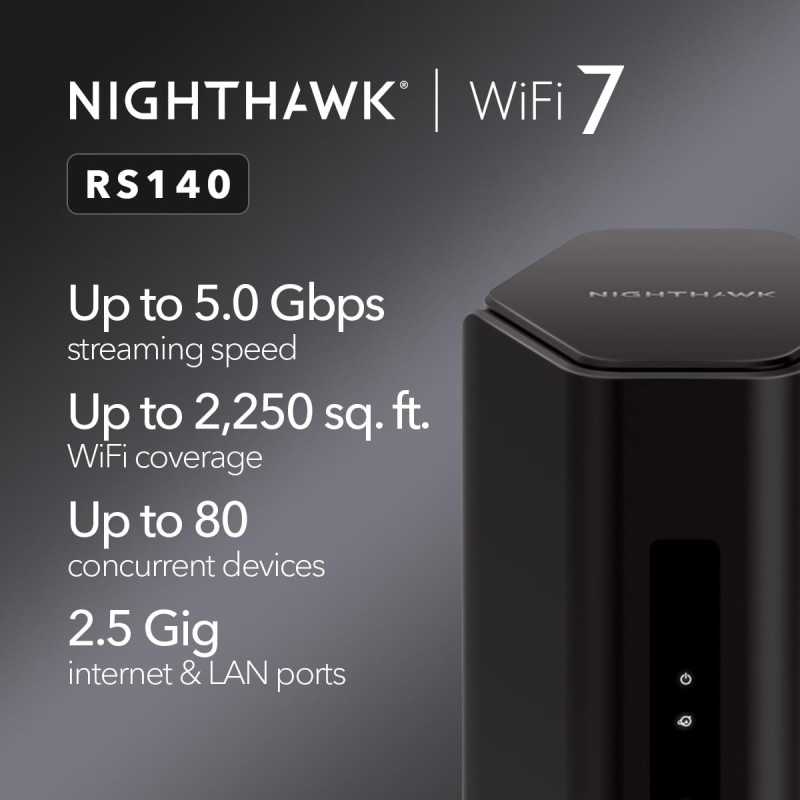 NETGEAR Nighthawk WiFi 7 RS140 - 5 Gbps, 80 Appareils