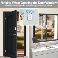 Satisure Wireless Door Chime with Contact Sensor, 600FT Range, 58 Chimes, 5 Volume Levels & LED Alerts