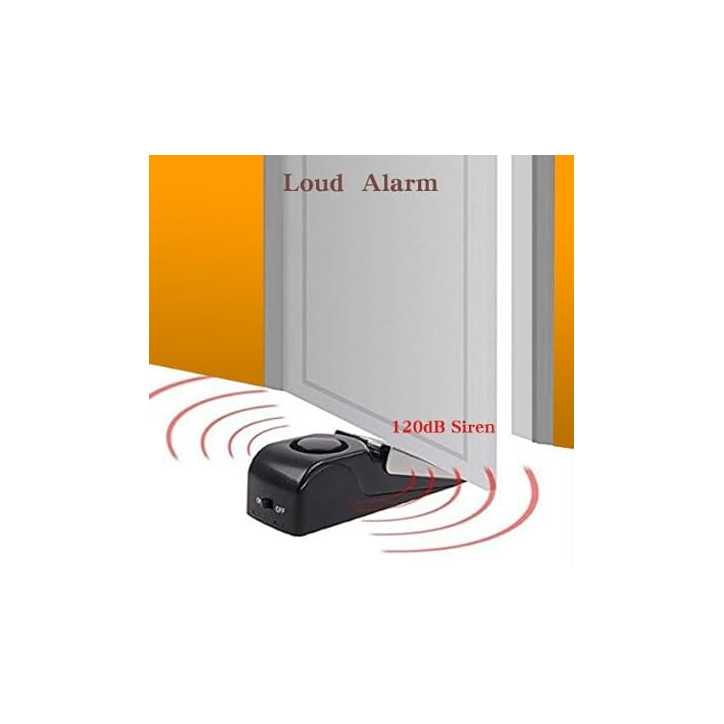 EMDMAK 120dB Door Stop Alarm for Home & Travel, Black (Pack of 2)