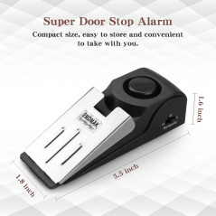 EMDMAK Door Stop Alarm 120DB - Pack of 2 Home & Travel Security (Black)