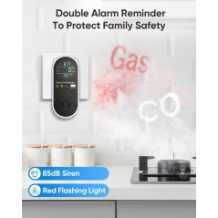 4-in-1 Carbon Monoxide & Gas Leak Detector with Dual Alarms – 2 Pack