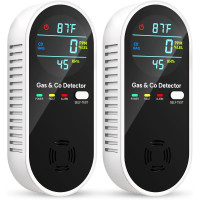 4-in-1 Carbon Monoxide & Gas Leak Detector with Dual Alarms – 2 Pack