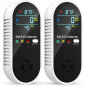 Détecteurs CO et gaz naturel 4-en-1, alarme double, capteurs température & humidité, 2 pcs noir