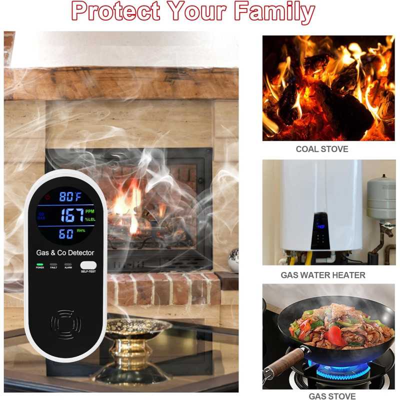 2-Pack Koabbit 4-in-1 Gas Detector Alarm for Home, RV & Apartment