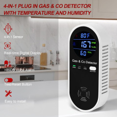 Détecteur Gaz Naturel & CO 4-en-1 Koabbit avec Alarme & Température