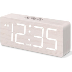 Réveil Digital en Bois DreamSky - Grand Écran, Alarme Puissante