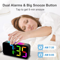 Réveil digital lumineux pour gros dormeurs avec double alarme